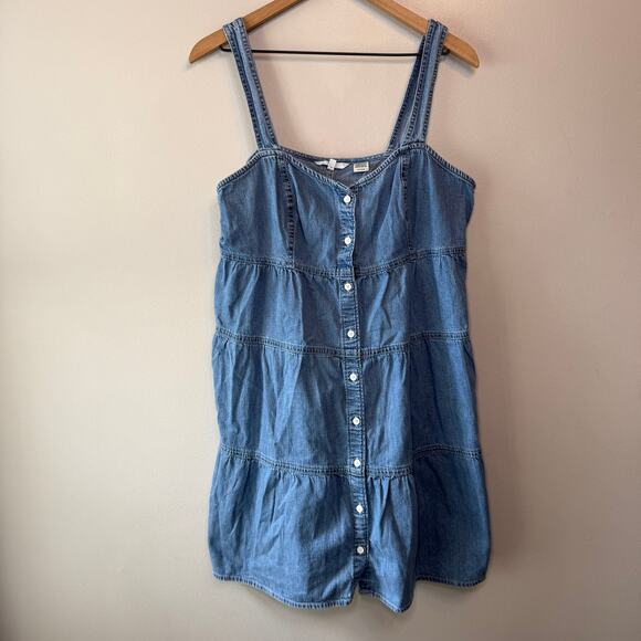 Levi's Women's Sleeveless Button Tiered Denim Dress Size X-Large - Picture 1 of 7